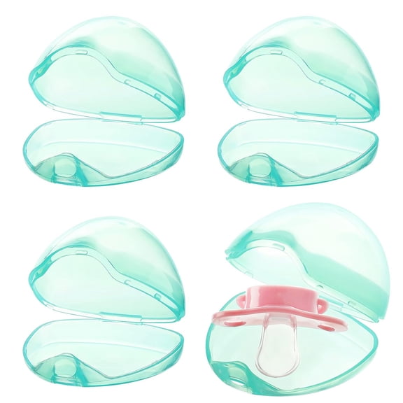 4 Pack Pacifier Holder Case Set,Happon Plastic Pacifier Cover Pouch for Diaper Bags,Portable Transparent Pacifier Storage Box Container for Travel, Home