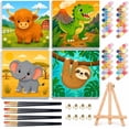 4 Pack Paint by Numbers Kits for Kids with Frame Wooden Easel 8x8 Inch ...