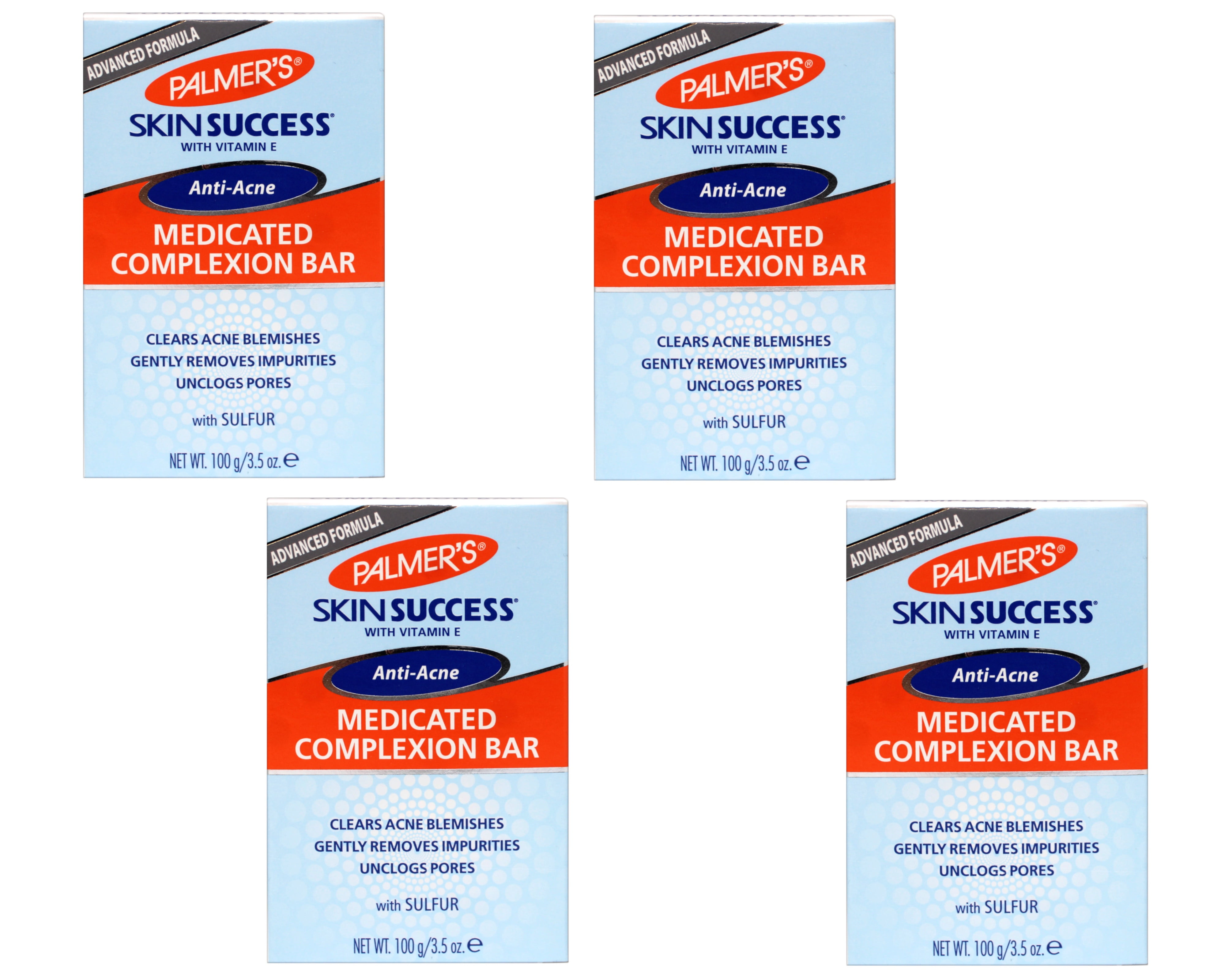4 Pack - Palmer's Advanced Formula Skin Success Anti-Acne Medicated Complexion Bar with SULFUR, 3.5 OZ