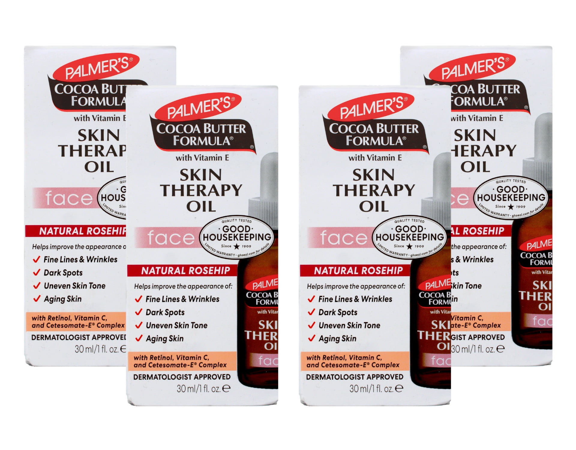 4 Pack Palmer's Cocoa Butter Formula Skin Therapy Oil for Face 1 oz Each