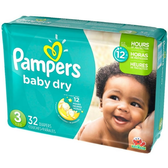 4 Pack - Pampers Baby Dry Diapers, Size 3 32 ea