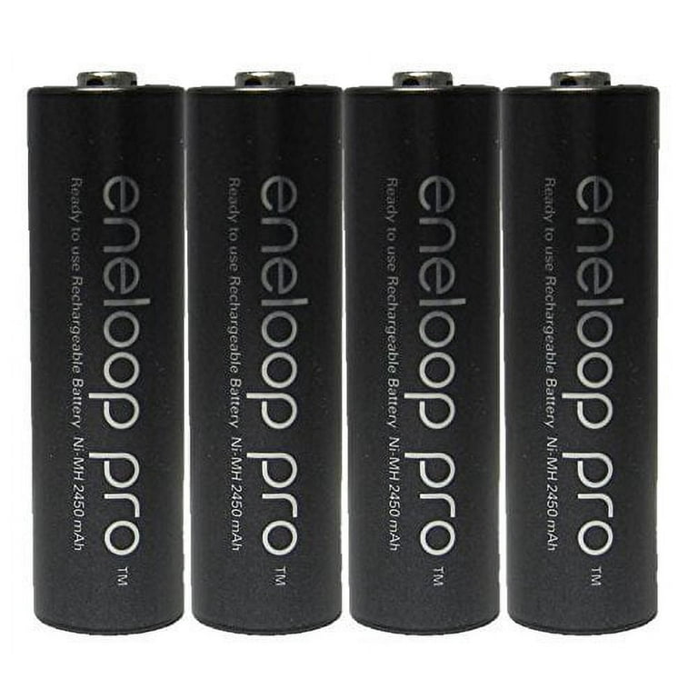 4 Pack Panasonic eneloop pro AA High Capacity Ni-MH Pre-Charged  Rechargeable Batteries + Free Battery Holder 