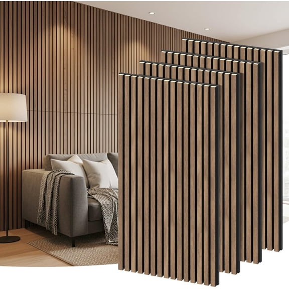 4 Pack Panels for Wall, .2"x23.6"x0.7" Slat Acoustic Panels for Wall, Soundproof Panels, Fluted Panels for Interior Wall Decor ( Walnut)