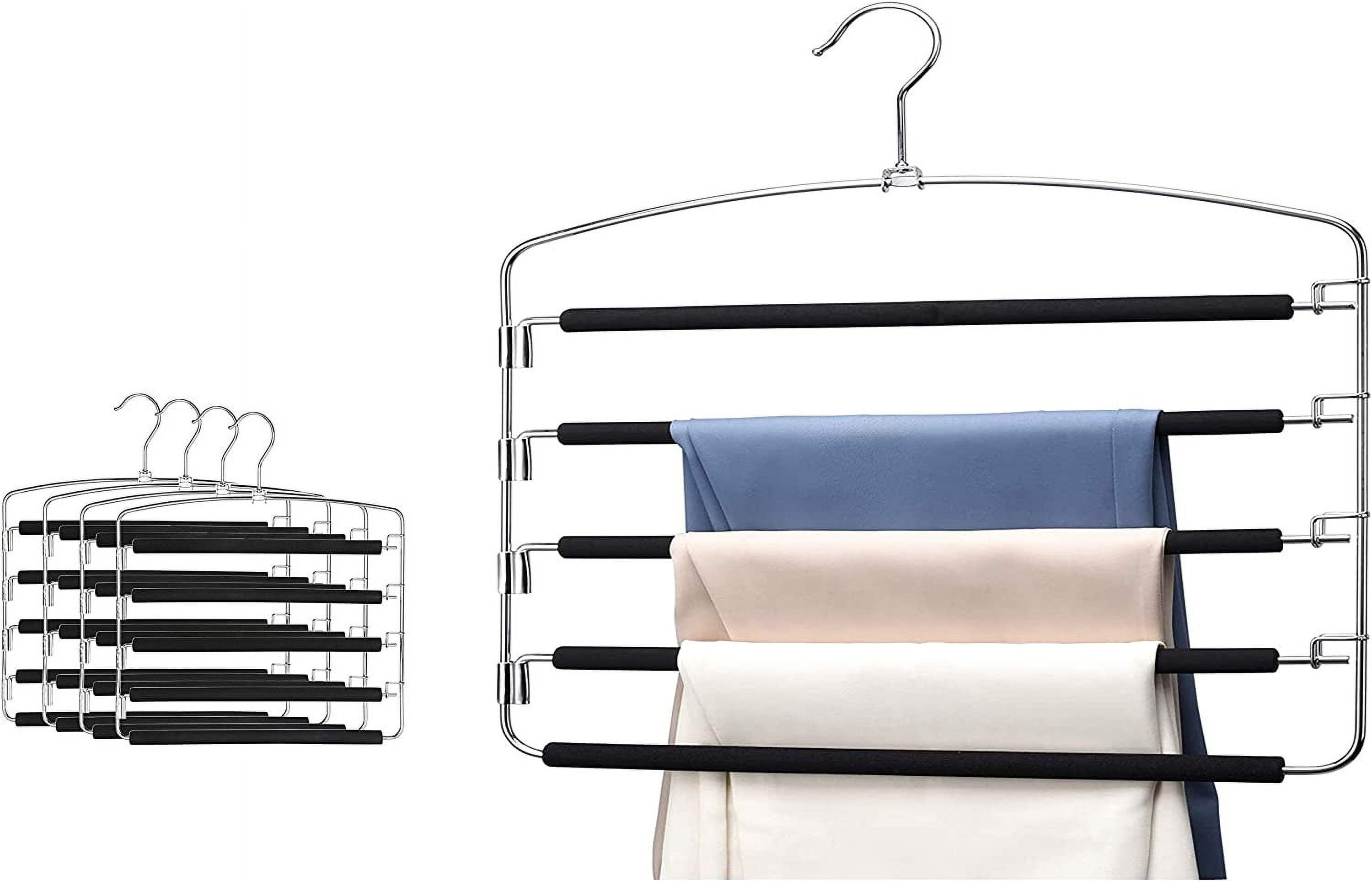 Amazon.com: EZAM Space Saving Pants Hangers - 4 Pack, 360 Rotating Bar,  Sturdy Plastic, Foldable, White : Home & Kitchen