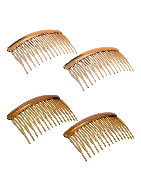 4 Pack Paris French Hair Side Comb, Small Tortoise Shell, French Twist Hair Combs Decorative, Strong Hold Hair Clips for Women Bun Chignon Up-Do Styling Girls Hair Accessories, Made in France