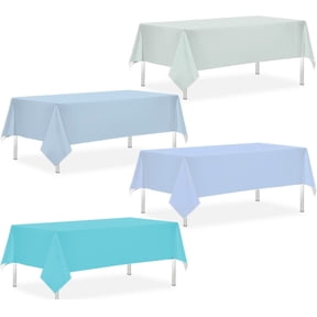 4 Pack Pastel Blue Disposable Plastic Tablecloths, 54×108 Inch Rectangle Table Covers for Under The Sea Birthday Baby Shower Wedding Party Decor