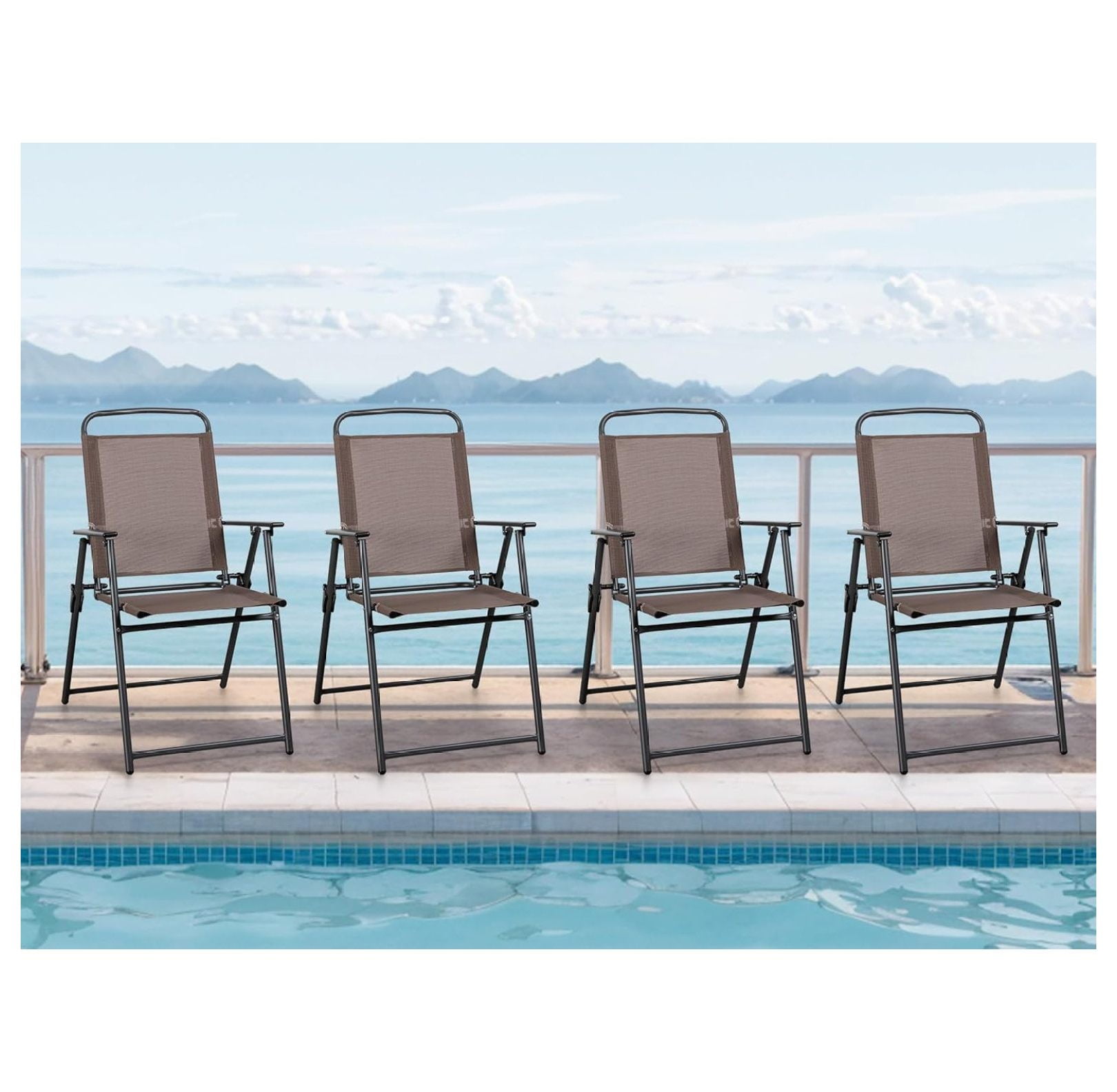 4 Pack Patio Folding Chairs, Outdoor Portable Dining Chairs, All