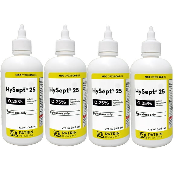 4 Pack - Patrin Pharma Hysept 25 Antimicrobial Wound Cleaner, 16 FL OZ