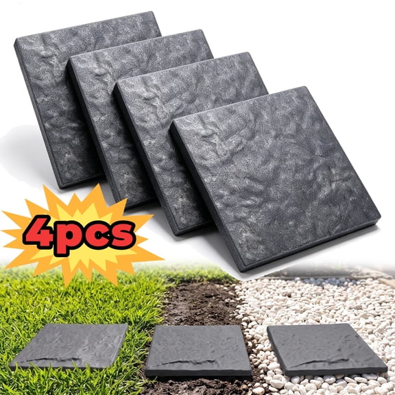 4 Pack Pavers for Outside Walkway, 12"x12" Outdoor Garden Walkway Recycled Paving Stones Pavers for Walkway