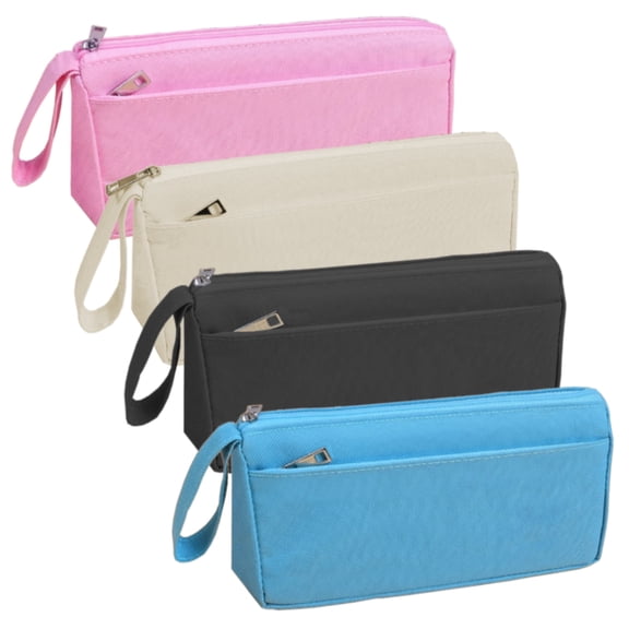 4 Pack Pencil Case Pouch Double-Layer Pencil Bag Pen Case Organizer for School, Office & College Supplies
