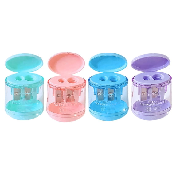 4 Pack Pencil Sharpeners Manual Dual Holes Compact Colored Handheld Pencil Sharpener for Classroom, Home, Office Random Color, Muticolor