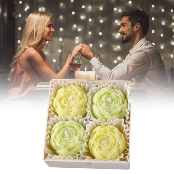 4 Pack Peony Flower Scented Candle Set, Soy Wax Aromatherapy Candle Gift Box, Floral Shaped Relaxation Candles, for Anniversaries, Wedding Gifts & Home Spa Decor