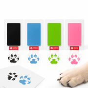 4 Pack Pet Paw Print Ink Pad, Safe Non-Toxic Washable Ink for Dog Cat Paw Prints, Mess-Free Clean Touch Footprint Keepsake Kit, Black Blue Green Pink