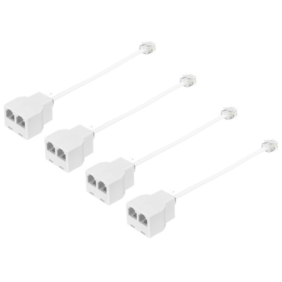 Uxcell 4 Pack Phone Jack Splitter RJ11 6P4C Telephone Line 2 Way Splitter Adapter for Landline 0.98ft White