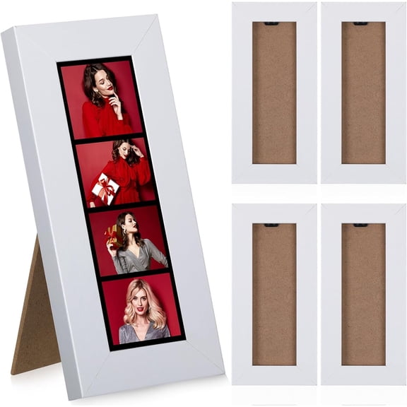 4 Pack Photo Booth Frames 2x6, Photo Strip Frame,White