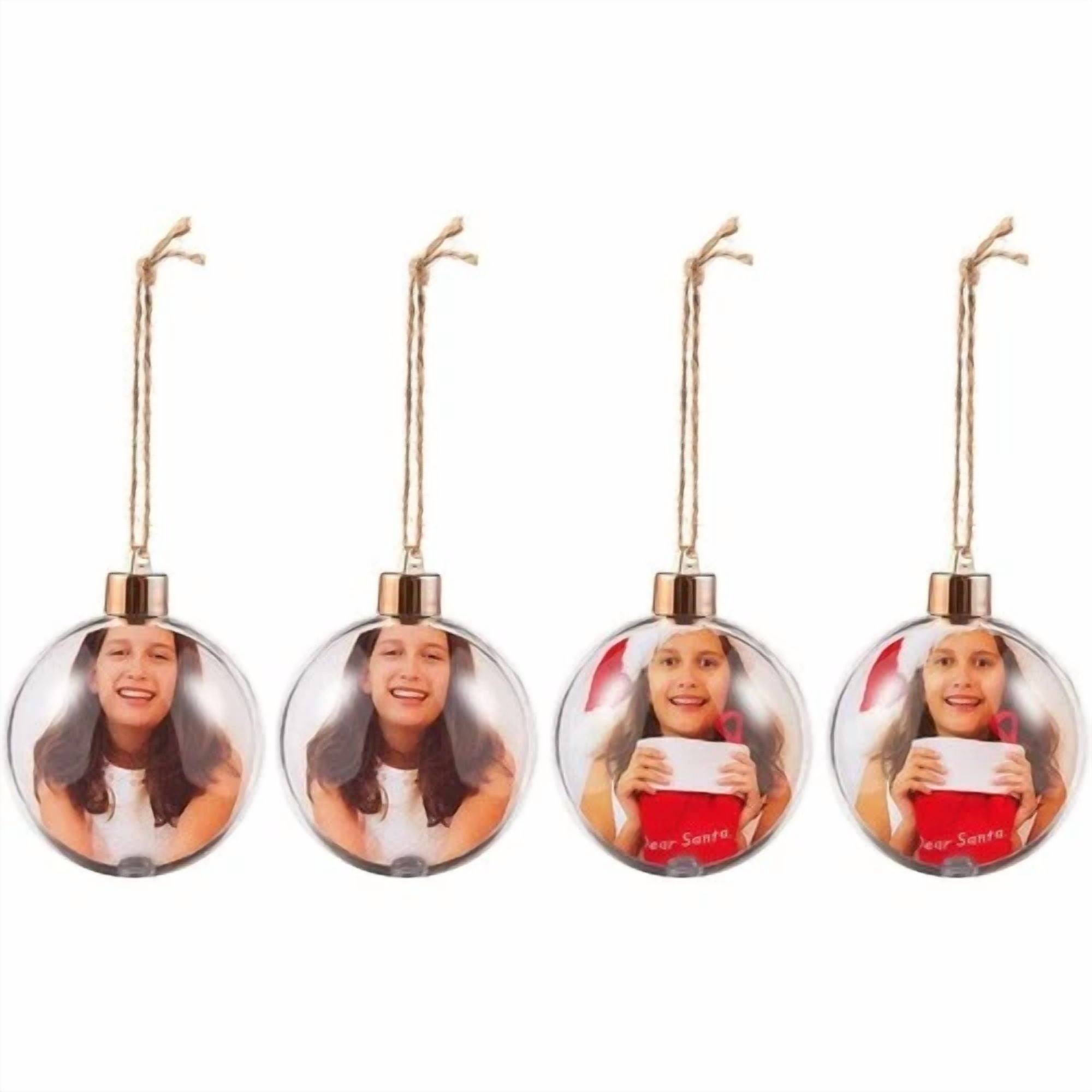 4 Pack Photo Ornaments Ball For Christmas Tree Diy Craft Hanging Tree Décor 2.7"
