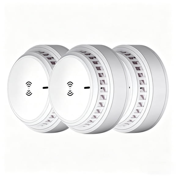 4 Pack Photoelectric Smoke Alarm Detector, Home Fire Safety Sensor Alert, 3V AA Battery Operated, No Wiring Required