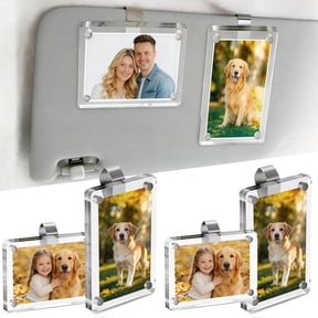 4 Pack Picture Holder for Visor, Visor Photo Clip and Visor Clip Photo Frame, Personalized Photo Holder Can Be to Add Your Personal Photos (2.4x3.5 Inch)