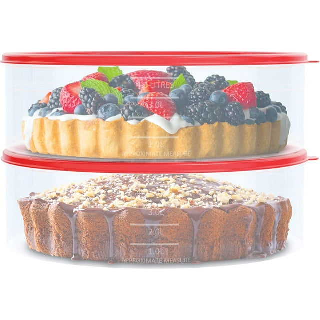 4 Pack Pie Carrier Cake Storage Container With Lid 10.5" Large Round