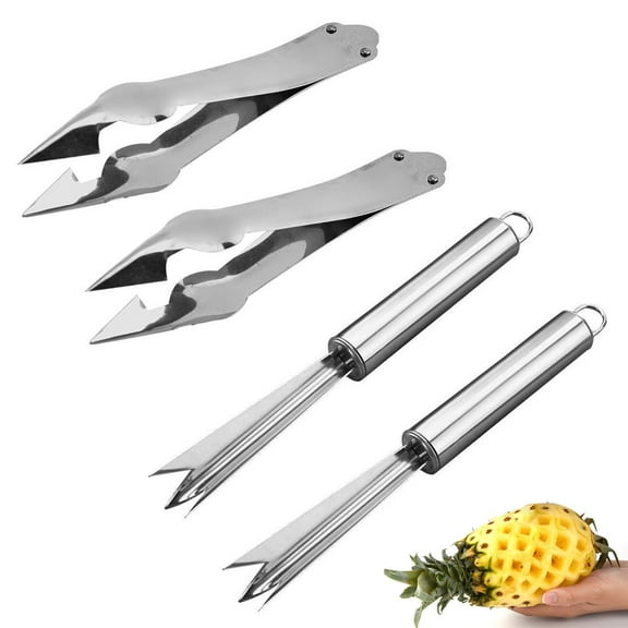 4 Pack Pineapple Peeler Pineapple Eye Remover Clip Stainless Steel Pineapple Eye Cutter Removal Tool Strawberry Huller Pineapple Corer Cleaning Knife