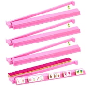 4 Pack Pink Acrylic Mahjong Rack and Pusher Set, All-in-One American Mah Jongg Tile Holders for Game Night
