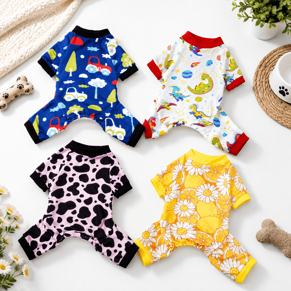 4 Pack Pink Cow Dog Pajamas For Small Dogs - Walmart.com