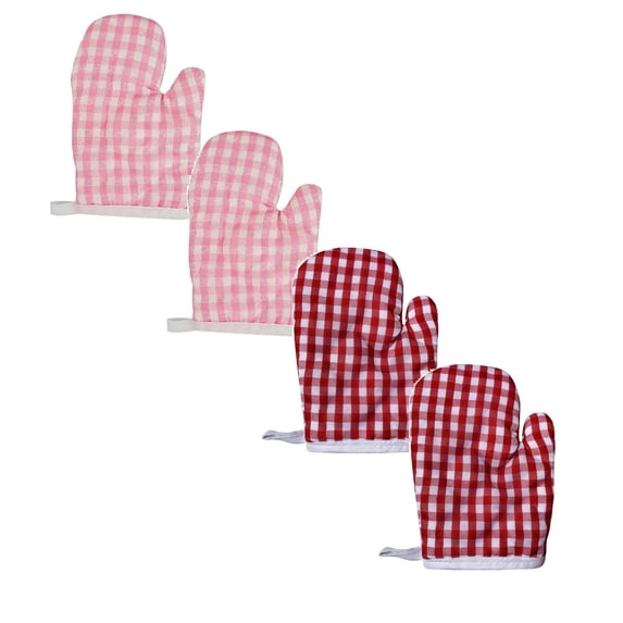 4 Pack Pink Kitchen Microwave Oven Mitts – Small Heat Resistant Gloves for Kitchen Cooking Baking – Microwave Heat Kitchen Gloves for Little Hands Miyuadkai