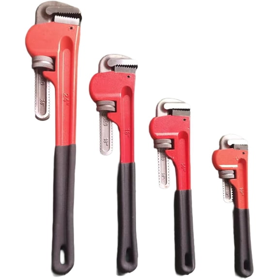 4 Pack Pipe Wrench Set, 10" 14" 18" 24" Adjustable Heavy Duty Plumbing Wrench Set with Soft Grip, Hand Tools for Repair