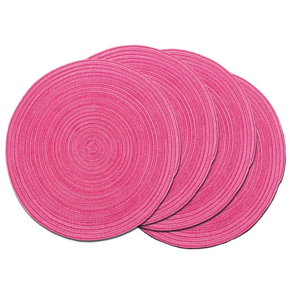 4 Pack Placemats Coaster, Round Placemats for Dining Table, Cotton Woven Heat Resistant Non-Slip Kitchen Table Mats Diameter 15 inch