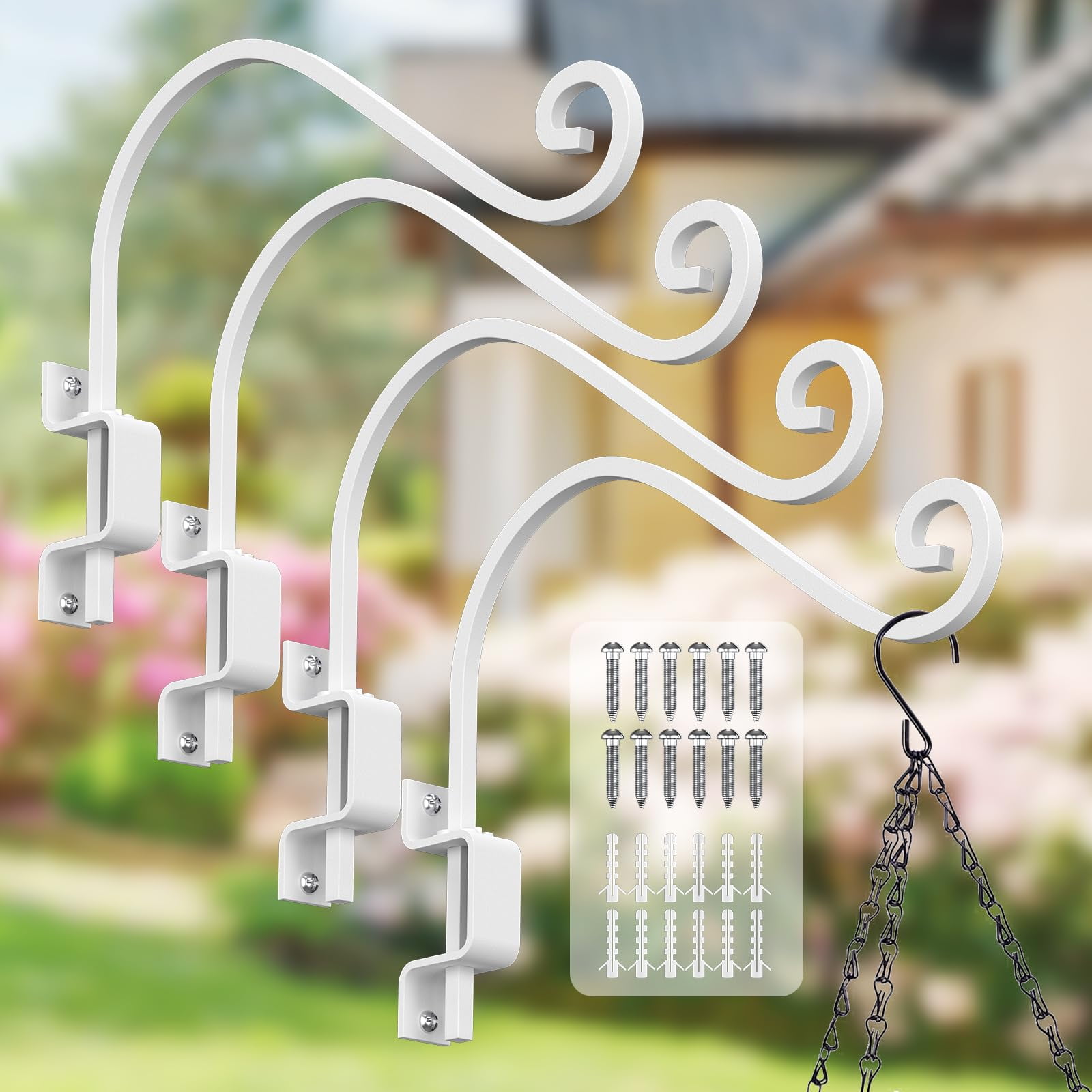 4 Pack Plant Hangers Outdoor Swivel Bird Feeder Hangers Wall Mount