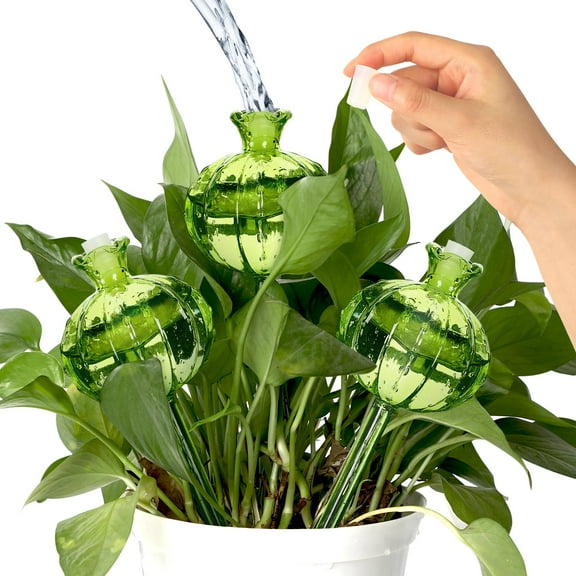 4 Pack Plant Watering Globes, Trianu Self Watering Globes, Flower Automatic Watering Device, Automatic Water Globes for Plant Indoor Outdoor, Green