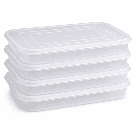 ABCISI 4 Pack Bacon Keeper Containers with Lids, 9.6 x 7.3 Inch Low Profile Deli Meat and Cheese Storage Boxes for Refrigerator, Freezer, Cold Cuts and Food Organization