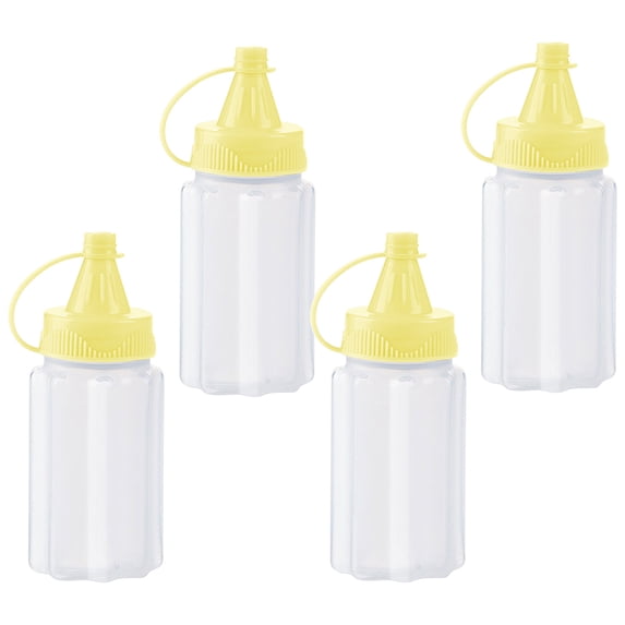 4-Pack Plastic Condiment Squeeze Bottles for Kitchen and Outdoor BBQ Use