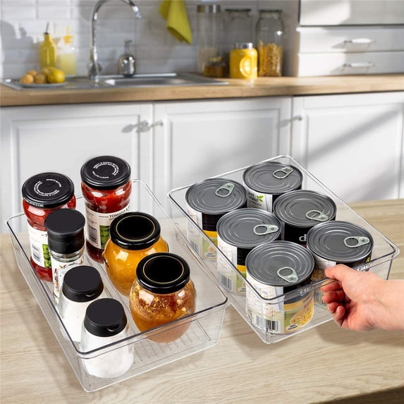 4-Pack Plastic Food Storage Bins for Fridge and Freezer, Clear Organizer Containers for Kitchen Pantry