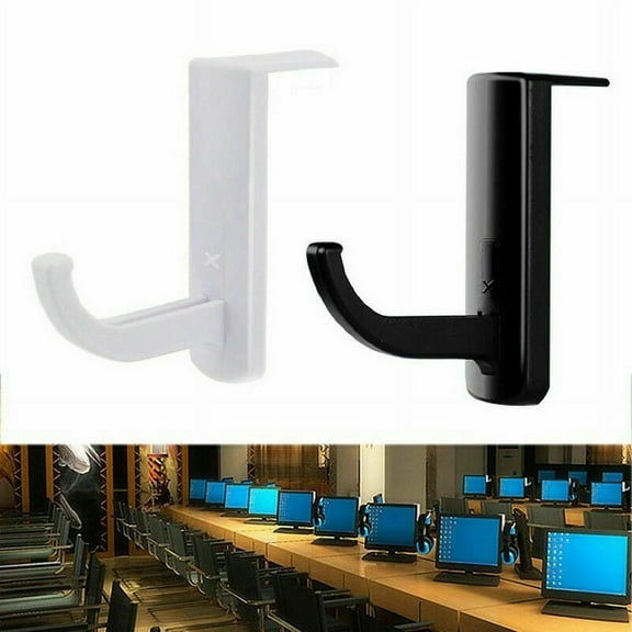 4 Pack Plastic Headphone Holder Earphone Headset Hanger Rack Stand Hook Computer Black