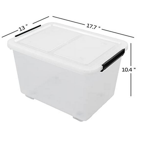 4-Pack Plastic Large Storage Box with Lid, Latching Storage Box Bin, Clear, 30 L