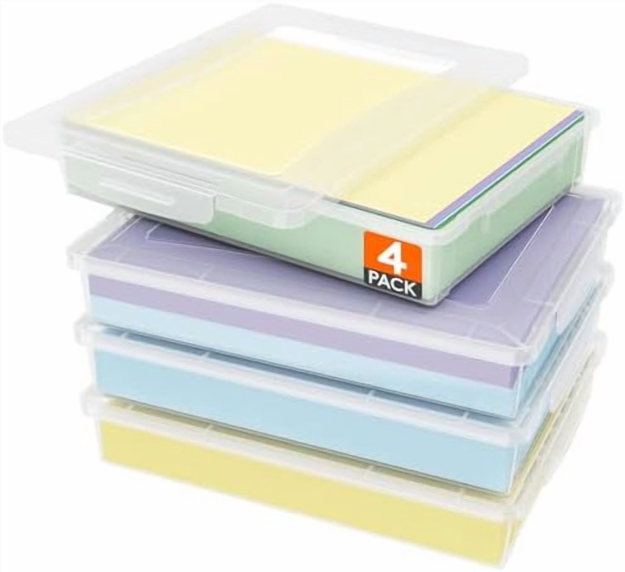 4 Pack Plastic Multi-Purpose Storage Box with Latching Lids, Clear A4 ...