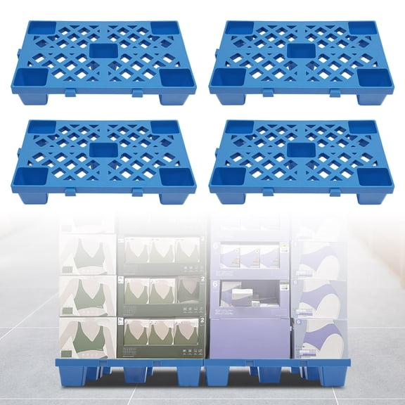 4 Pack Plastic Pallet 19.711.83.9 in, Heavy Duty HDPE Pallet 220 Lbs Capacity, Stackable Warehouse Pallet for Garage Storage, Splicing Design