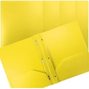 4 Pack Plastic Pocket Folders with Prongs, Heavyweight, Letter Size Poly Folders, with 3 Metal Prongs Fastener Clips