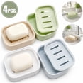 thumbnail image 1 of 4 Pack Plastic Soap Dish, Soap Container, Double Layer Draining Soap Holder for Shower, Bathroom or Kitchen, 1 of 6