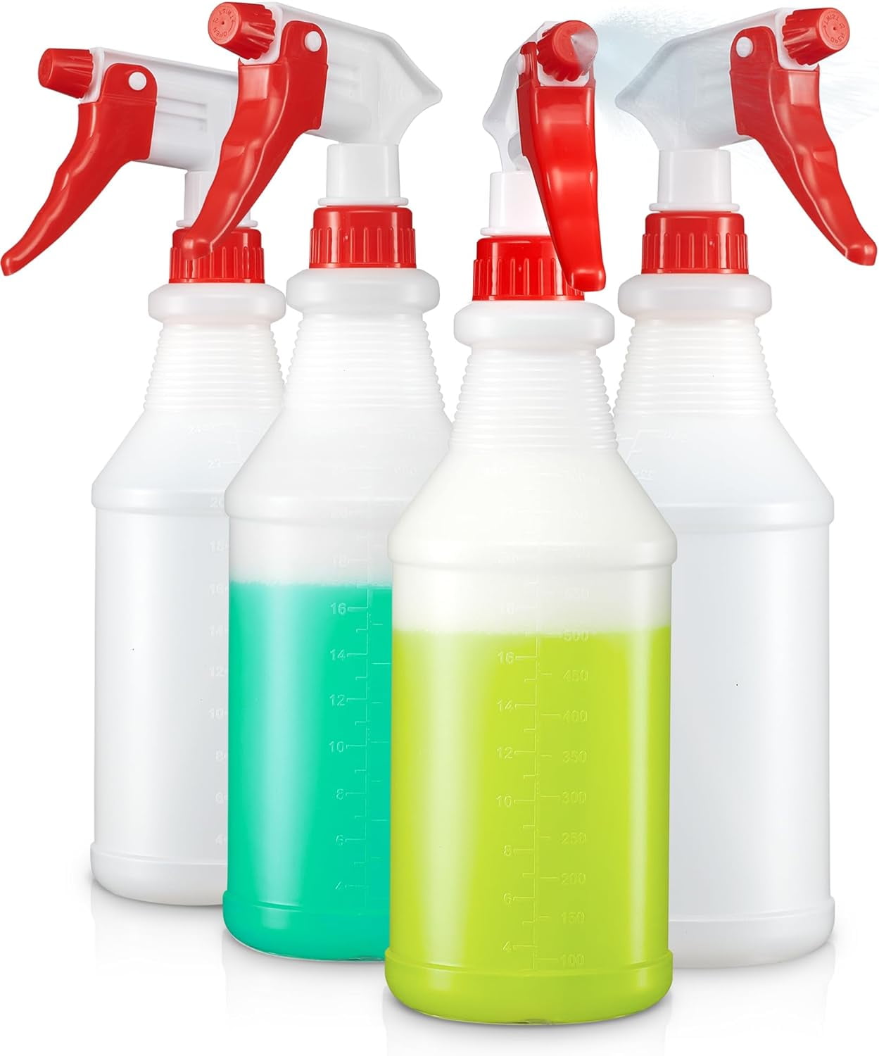 4 Pack Plastic Spray Bottles 24 OZ Leak Proof, Adjustable Nozzle