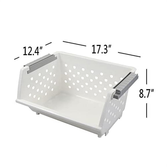 4-Pack Plastic Stackable Storage Basket Organizer, Multi-functional Stacking Basket Bins, White