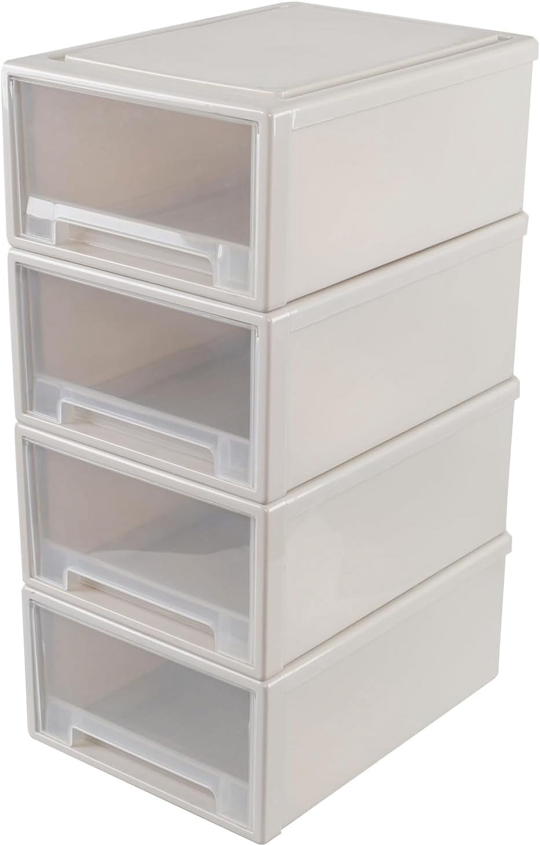 4-Pack Plastic Stacking Storage Drawers, 18 Quart Stackable Organizer ...