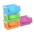 thumbnail image 1 of Ponpong 4 Pack Plastic Storage Basket Stackable, Open Front Storage Bins, 1 of 7