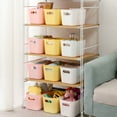 thumbnail image 1 of 4 Pack Plastic Storage Baskets with Handles, Clear Organizer Bins for Shelves, Closet Organization and Decluttering, Stackable Storage Containers for Snacks gifts Books and Home Organization, 1 of 7