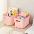 thumbnail image 1 of 4-Pack Plastic Storage Bins with Handles, Versatile Organizer Boxes for Home, Dorm, Toys, Books, Stackable Basket for Shelf Closet(Pink), 1 of 4