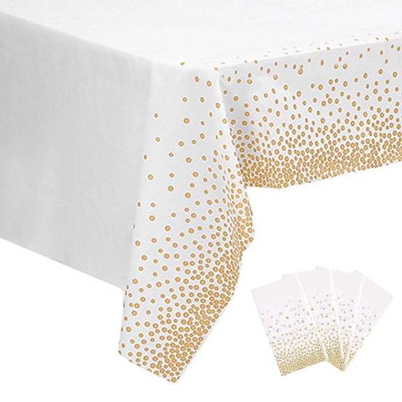 4 Pack - Plastic Tablecloths for Rectangle Tables- Dot Confetti Party Table Cloths Disposable- 54" x 108"