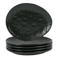 thumbnail image 1 of Linen Artisan Dinner Plate Set, 4 Pieces Dinnerware Dishes Set, Porcelain Salad Plates, Irregular 11 Inches Ceramic Plates Suitable for Steak, Pasta, Pizza, Home, Party, Black, Small, 1 of 6