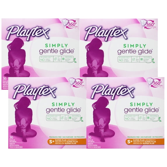 4 Pack - Playtex Simply Gentle Glide Unscented Tampons, Super Plus Absorbency, 36 Count