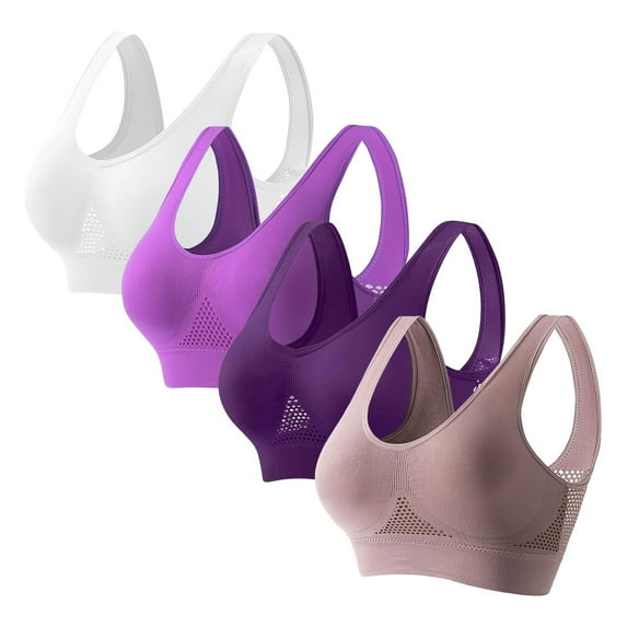 4 Pack Plus Size Sports Bras for Women Wireless Seamless Bralettes Yoga Workout Bra Sleep Bras, Birthday Gifts for Women